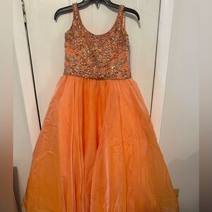 Tiffany Designs Orange Beaded Formal Dress